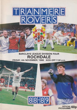 Tranmere Rovers v Rochdale Match Programme 1988-11-04